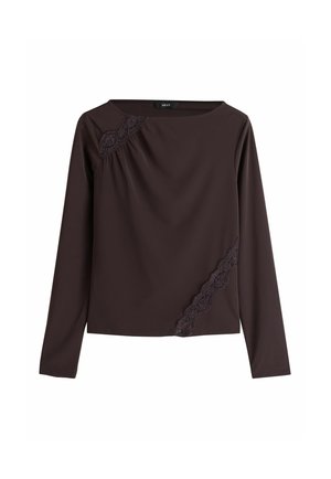 LACE DETAIL LONG SLEEVE - Top s dlhým rukávom - chocolate brown