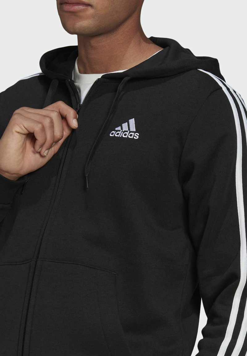 adidas Performance ESSENTIALS 3 STRIPES FULL ZIP Sudadera con - black/negro - Zalando.es