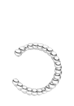 Silberring mit einem Perlenmuster, das eine runde Form und eine polierte Oberfläche aufweist. Die Perlen sind gleichmäßig um den Ring angeordnet.