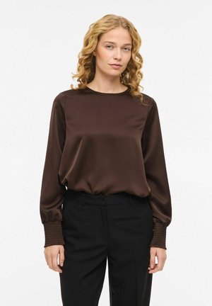 MIT LANGEN ÄRMELN VIELLETTE RUNDHALS - Blūze - coffee bean