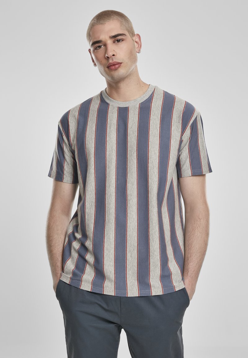 Urban Classics PRINTED OVERSIZED BOLD STRIPE TEE - Apdrukāts T-krekls - darkshadow