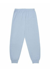 Helle blaue Jogginghosen aus einem weichen Baumwollmischgewebe, mit einem elastischen Bund und gerippten Bündchen an den Knöcheln.