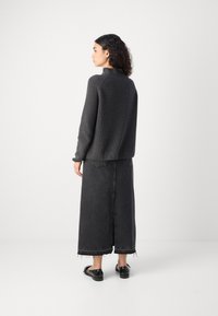 Marc O'Polo LONGSLEEVE STAND UP COLLAR - Strickpullover - deep grey melange