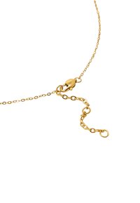Złoty naszyjnik łańcuszkowy z zapięciem na homara i regulowaną długością z dodatkowymi ogniwami dla elastyczności rozmiaru.