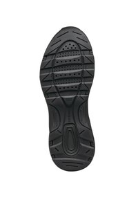 Soletta in gomma nera con un motivo testurizzato, che include scanalature e aperture per la traspirabilità. Caratterizzata da un tacco elevato e dal logo del marchio.