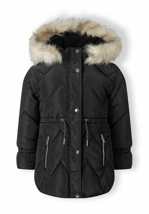 QUILTED FUR FAUX HOODED - Vinterjacka - black