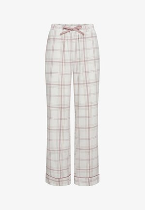 Bløde pyjamasbukser med snørre i livet i et pink og hvidt ternet mønster. Har en afslappet pasform og kantede ærmer for komfort.