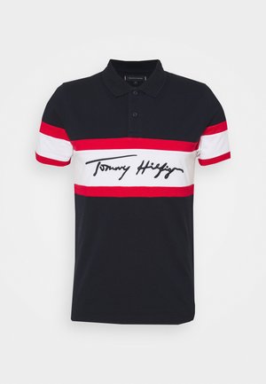 SIGNAT COLORBLOCK SLIM - Poloshirt - desert sky/primary red/white