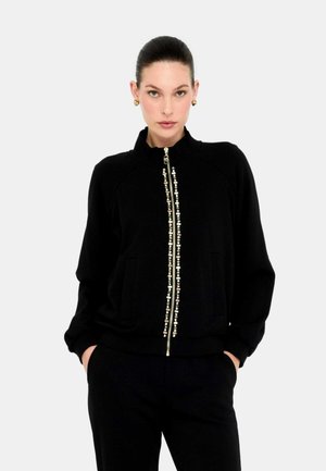 CON STRASS - Felpa con zip - black