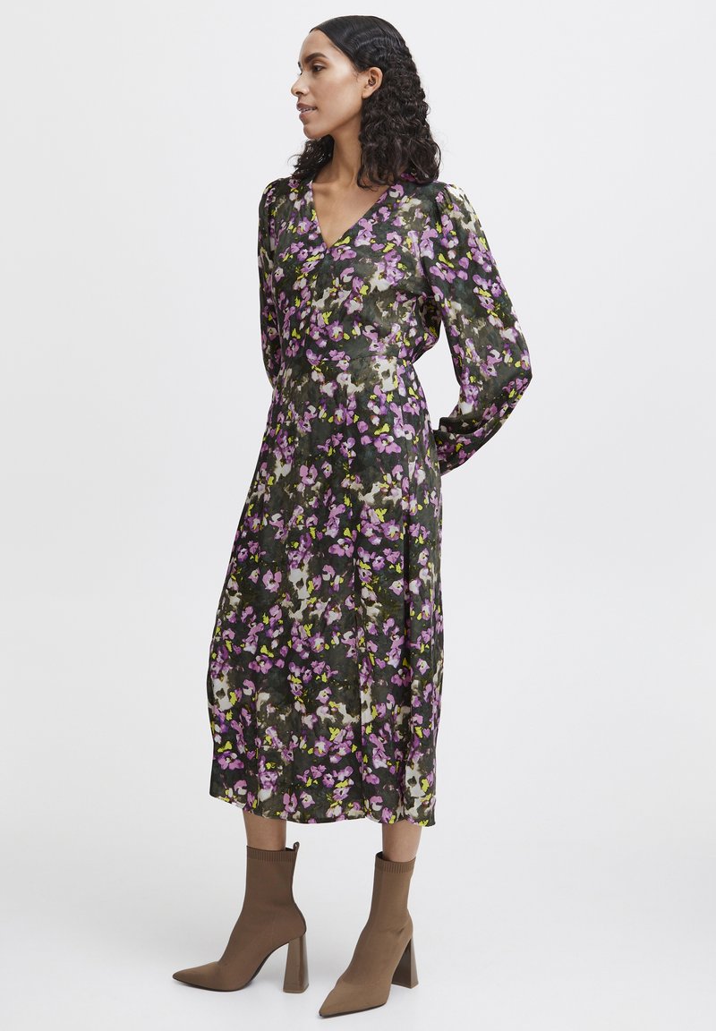 dark green and pink dress Never Better Emerald Green Floral Halter Maxi Dress main image 1