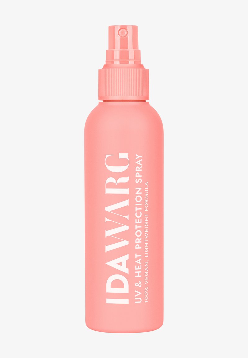 Rosa sprayflaske med matt finish, sylinderform og hvit etikett. Har en pumpe spraytopp og et sikkert lokk.