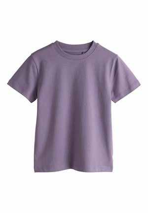 Tricou din bumbac mov, cu mâneci scurte, guler rotund și textură netedă. Fără modele sau accente vizibile.