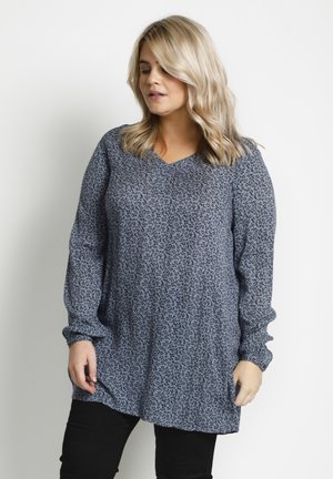 Long sleeved top - flint stone/marine mini flower
