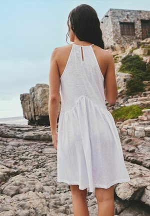 Next, REGULAR FIT - EMBROIDERED MIRROR DETAIL HIGH NECK MINI DRESS . - Day dress - white