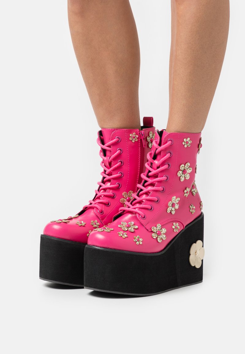 Koi Footwear LOTUS JUNKIE FLOWER FLATORM BOOTS Laceup ankle boots