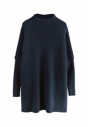 REGULAR FIT MOCK LAYER - Stickad klänning - navy