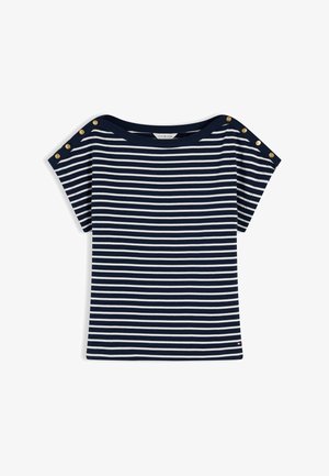 Tommy Hilfiger, BOAT NECK TEE - T-shirt print - dark night navy/calico