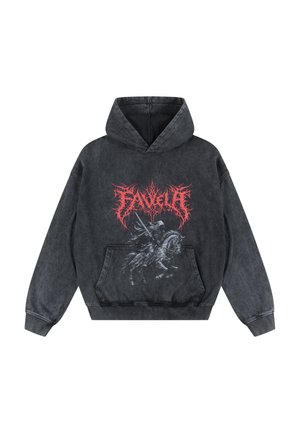 FAVELA, KNIGHTRIDER HOODIE HOODIE - Kapucnis pulóver - black washed