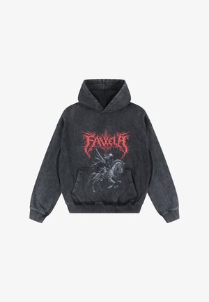 FAVELA, KNIGHTRIDER HOODIE HOODIE - Kapucnis pulóver - black washed