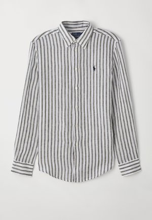 Polo Ralph Lauren CLASSIC FIT STRIPED LINEN SHIRT - Skjortebluse - dark sage/white