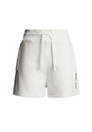 Hvide bomulds shorts med elastisk talje og snor. Har sidelommer og teksten "RED BULL RACING" i rødt på venstre ben.