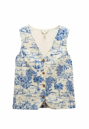 Blúzka - blue toile de jouy