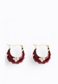 Jimmy Key SHAMROCK FIGURED SHINY STONE HALF HOOP  - Ohrringe - red