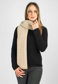 Dalle Piane Cashmere Scarf - beige/white