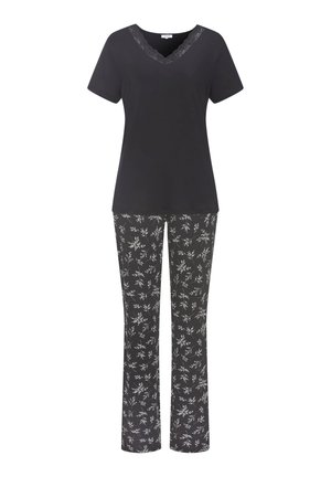 SET - Pyjama - schwarz geblümt