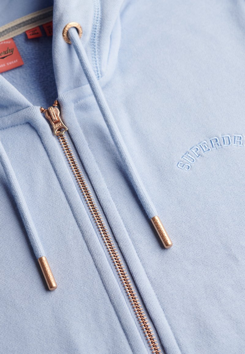 Robe Pull Superdry Femme - Bleu à Capuche, Taille UK 8, Coton, Doublée, Occasion Parfait État