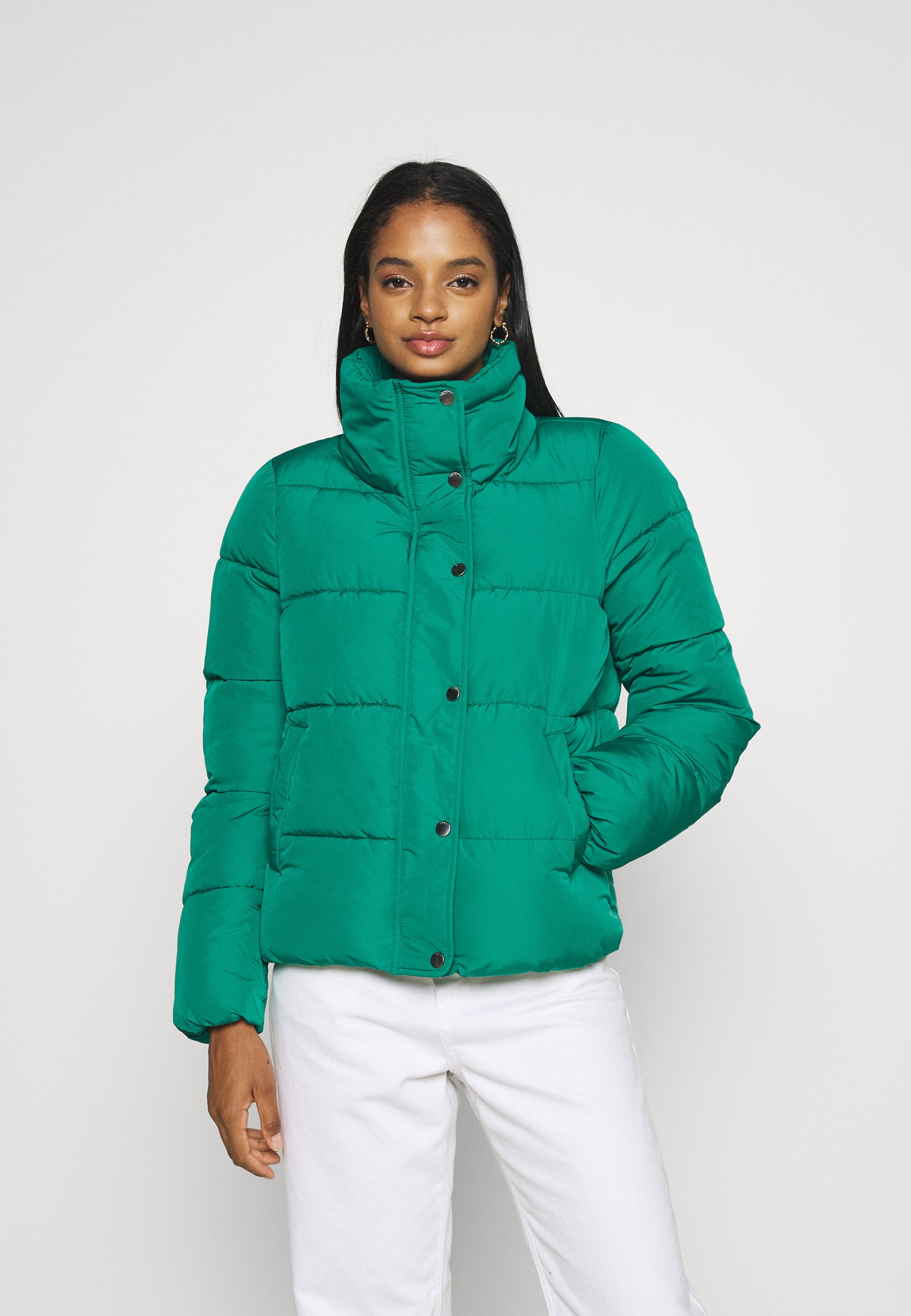 green puffa jacket