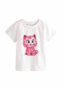Next SHORT SLEEVE REGULAR FIT - Triko s potiskem - white pink cat