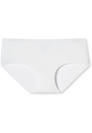 Slip da donna in cotone bianco con una texture liscia, caratterizzati da un girovita basso e aperture per le gambe sagomate per comfort e copertura.