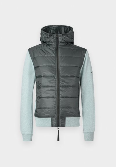 Kapišonas striukė su pūkuotu tamsiai pilku viršumi ir šviesiai pilkomis megztinėms panašiomis rankovėmis. Turi visiškai užtraukiamą priekį ir rišamąsias rankoves.