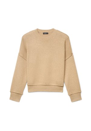 Calliope, MAGLIA GIROCOLLO A TINTA UNITA CON TAGLIO VIVO - Maglione - beige melange