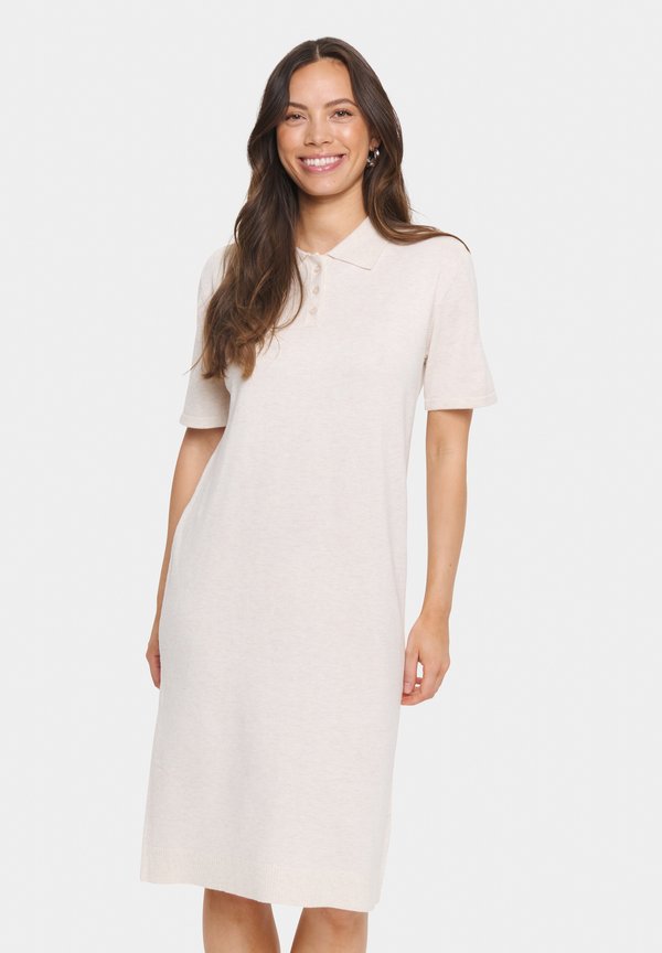 MILASZ POLO SS - Strickkleid - fog melange