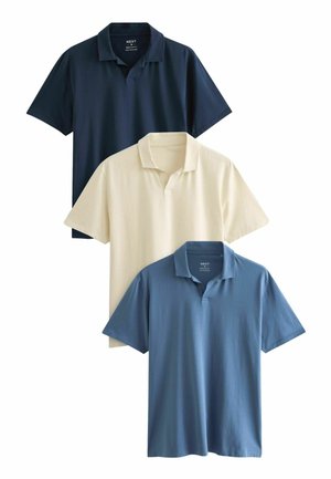 THREE PACK - Pikeepaita - blue navy ecru cuban collar