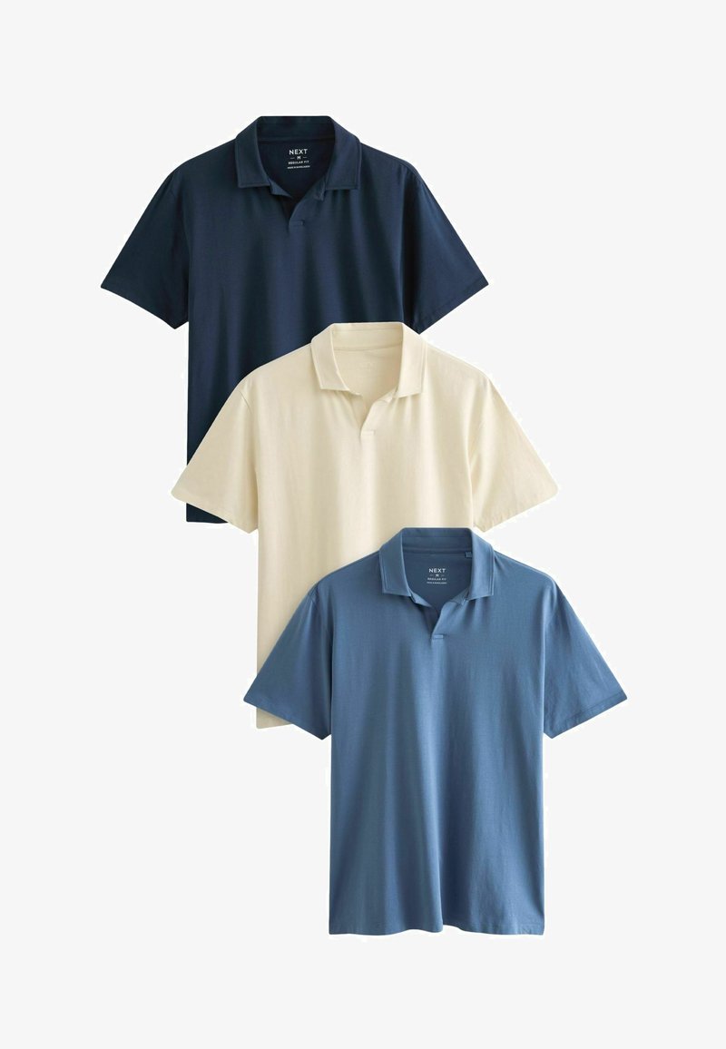 Next THREE PACK - Poloshirt - blue navy ecru cuban collar