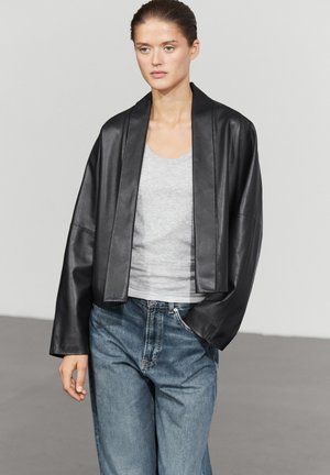 Massimo Dutti, 100% linen flowing blouse - Leren jas - black