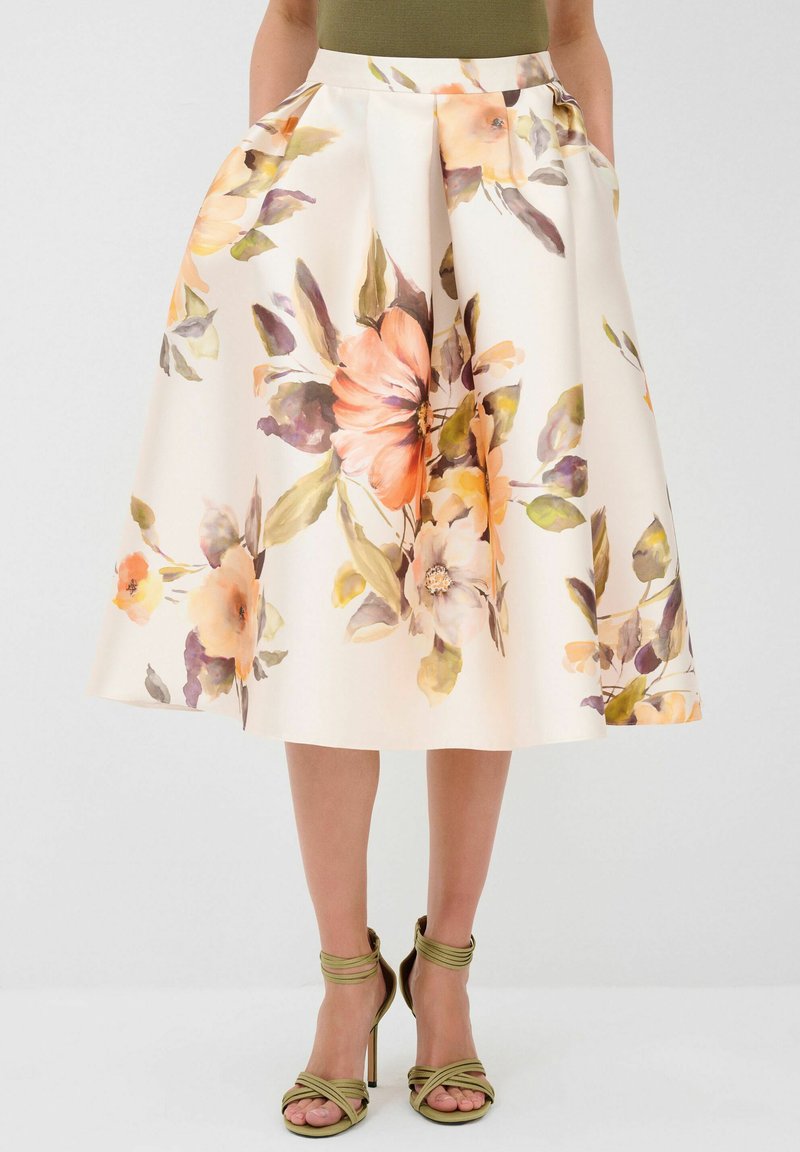 adL - PATTERNED MIDI  - A-line skirt - Vanilla, Enlarge