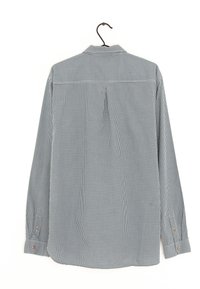 Langsleeve shirt in een blauw-wit geruit patroon, gemaakt van stof met een gladde textuur, met een klassieke kraag en knoopmanchetten.