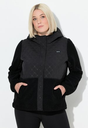 Ulla Popken, MIXED TEXTURE JACKET - Fleecejas - black