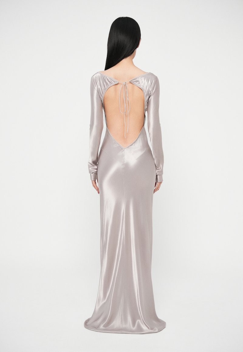 strapless open back dress ALINA LACE UP DETAIL MAXI DRESS IN ORANGE – AKIRA main image 1