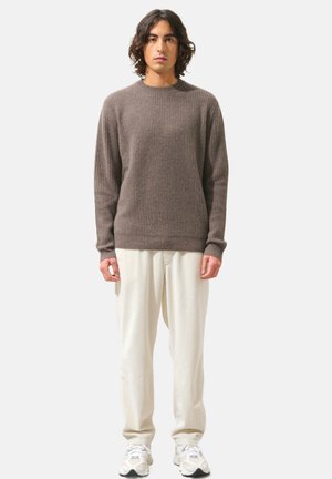 AKSEL ROUND NECK THREAD - Strickpullover - mottled taupe