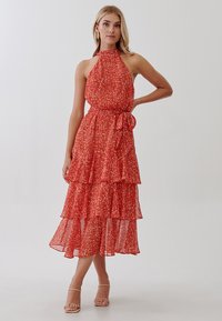 TUSSAH TONYA MIDI - Denné šaty - red lurex abstract