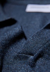 Lindbergh V-NECK POLO - Långärmad tröja - dk blue blend