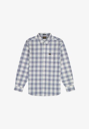 Lange mouwen, geruit overhemd met knopen in witte en blauwe tinten, met een kraag en een klein Wrangler-logo op de borstzak.