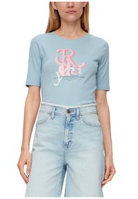 s.Oliver MIT FRONTPRINT - T-shirt print - hellblau