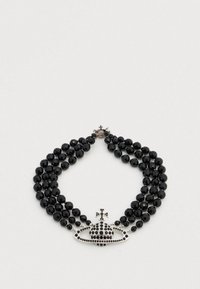 MESSALINE 3 ROW CHOKER - Verižica - platinum-coloured/black