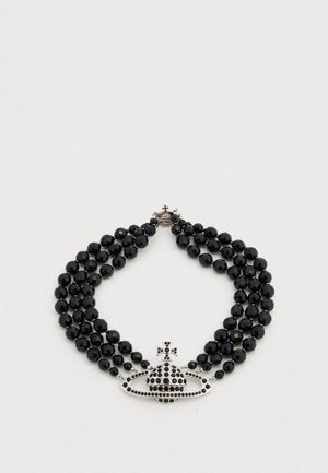 MESSALINE 3 ROW CHOKER - Colier - platinum-coloured/black